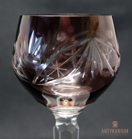 Remer stary rubinowy kryształowy kielich do wina 21cm