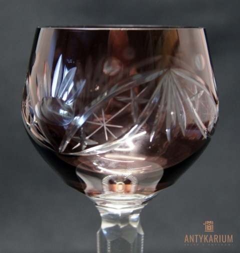 Remer stary rubinowy kryształowy kielich do wina 21cm