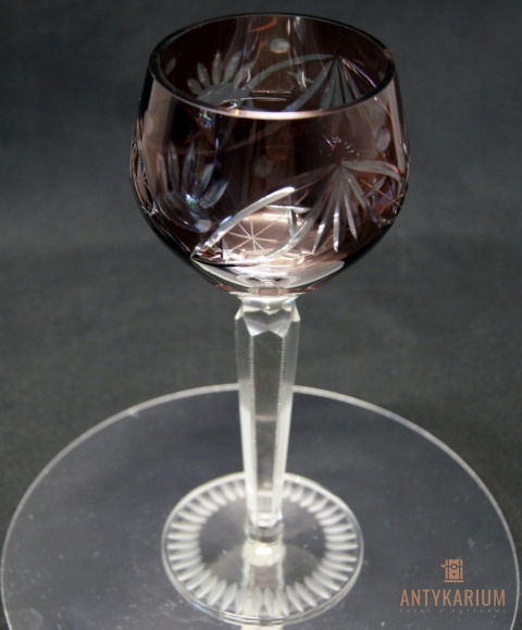 Remer stary rubinowy kryształowy kielich do wina 21cm