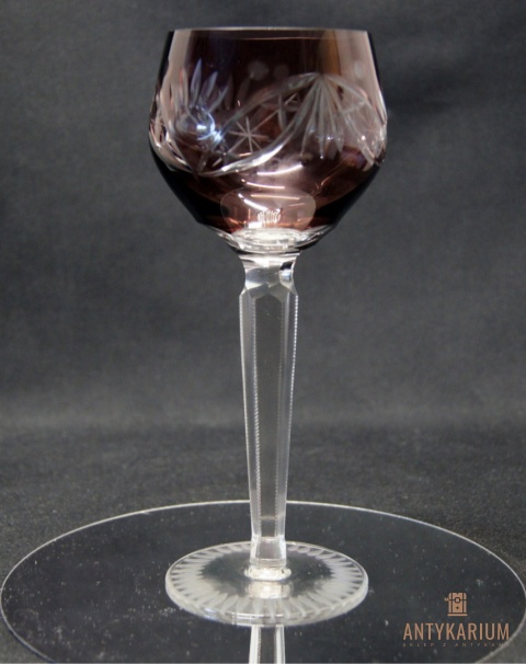 Remer stary rubinowy kryształowy kielich do wina 21cm