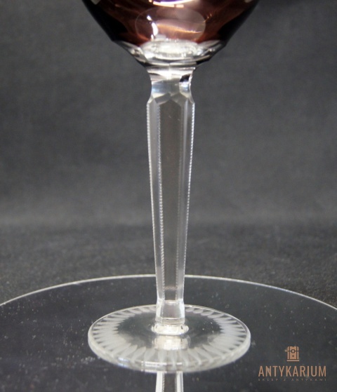 Remer stary rubinowy kryształowy kielich do wina 21cm