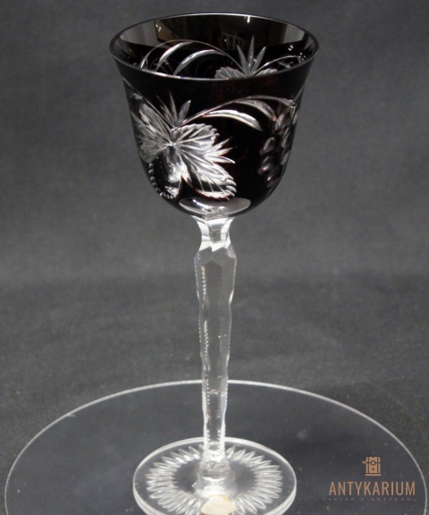 Remer stary rubinowy kryształowy kielich do wina 22cm