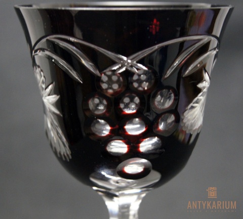 Remer stary rubinowy kryształowy kielich do wina 22cm