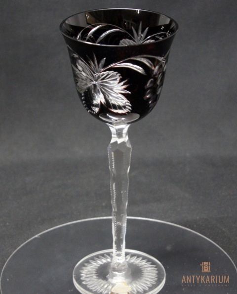 Remer stary rubinowy kryształowy kielich do wina 22cm