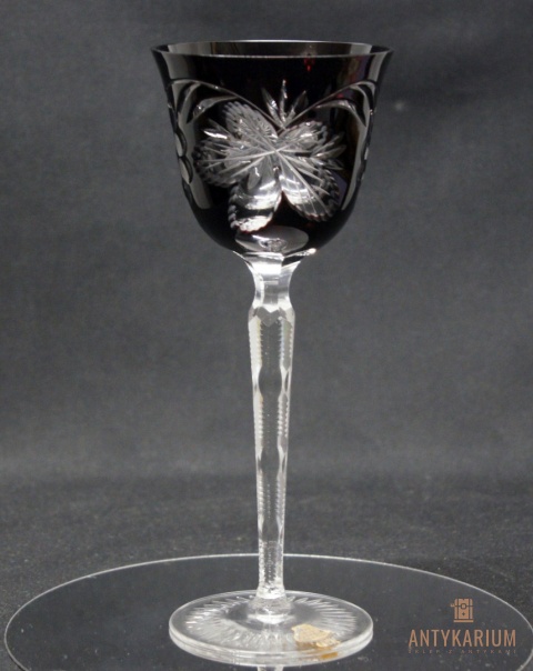 Remer stary rubinowy kryształowy kielich do wina 22cm
