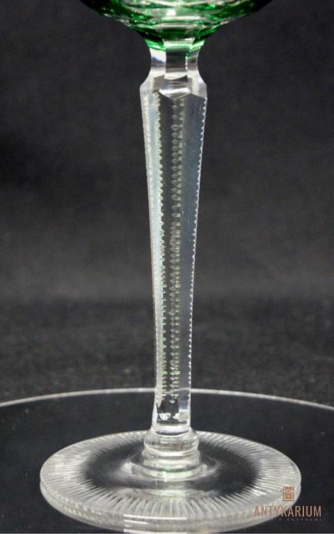 Remer stary zielony kryształowy kielich do wina 21,5cm
