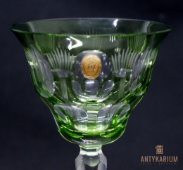 Remer stary zielony kryształowy kielich do wina 19,5cm