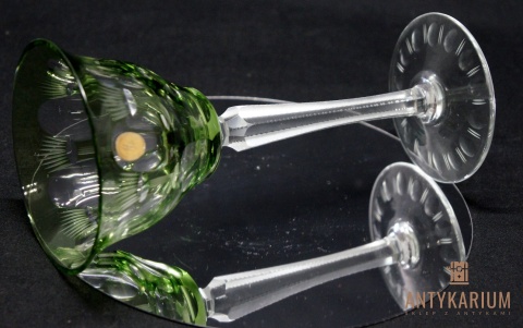 Remer stary zielony kryształowy kielich do wina 19,5cm