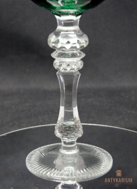 Remer stary zielony kryształowy kielich do wina 22cm