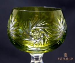 Stary Kieliszek do Wina Kryształ Dwuwarstwowy limonkowy 19,5cm