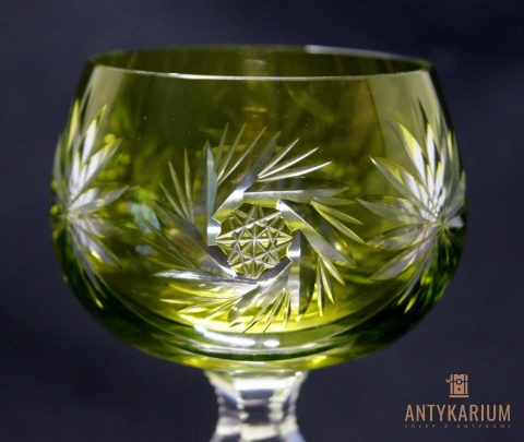 Stary Kieliszek do Wina Kryształ Dwuwarstwowy limonkowy 19,5cm