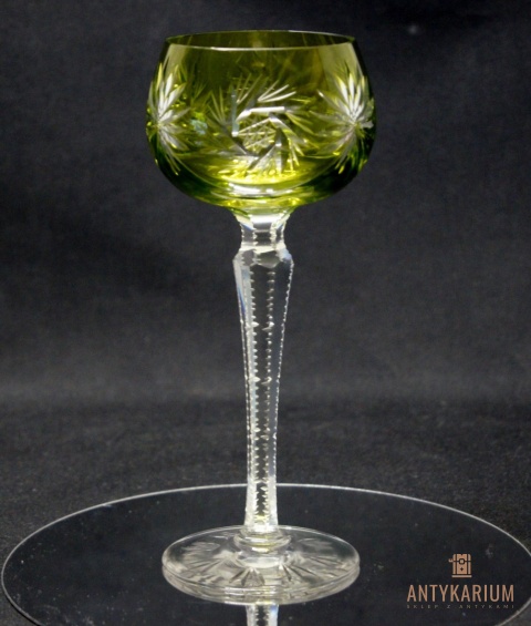 Stary Kieliszek do Wina Kryształ Dwuwarstwowy limonkowy 19,5cm