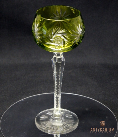 Stary Kieliszek do Wina Kryształ Dwuwarstwowy limonkowy 19,5cm